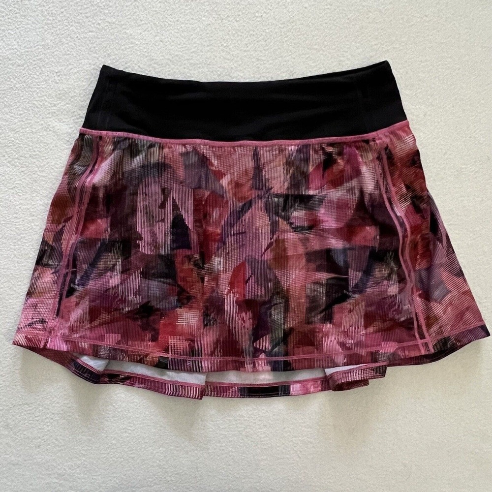 Lululemon Pace Rival Skirt No Panels Sun Dazed Multi Pink Print Skort 2 Tall
